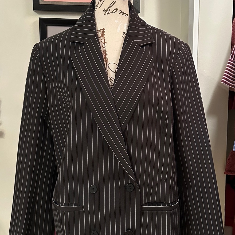 Lioness Black and White Pinstripe Blazer